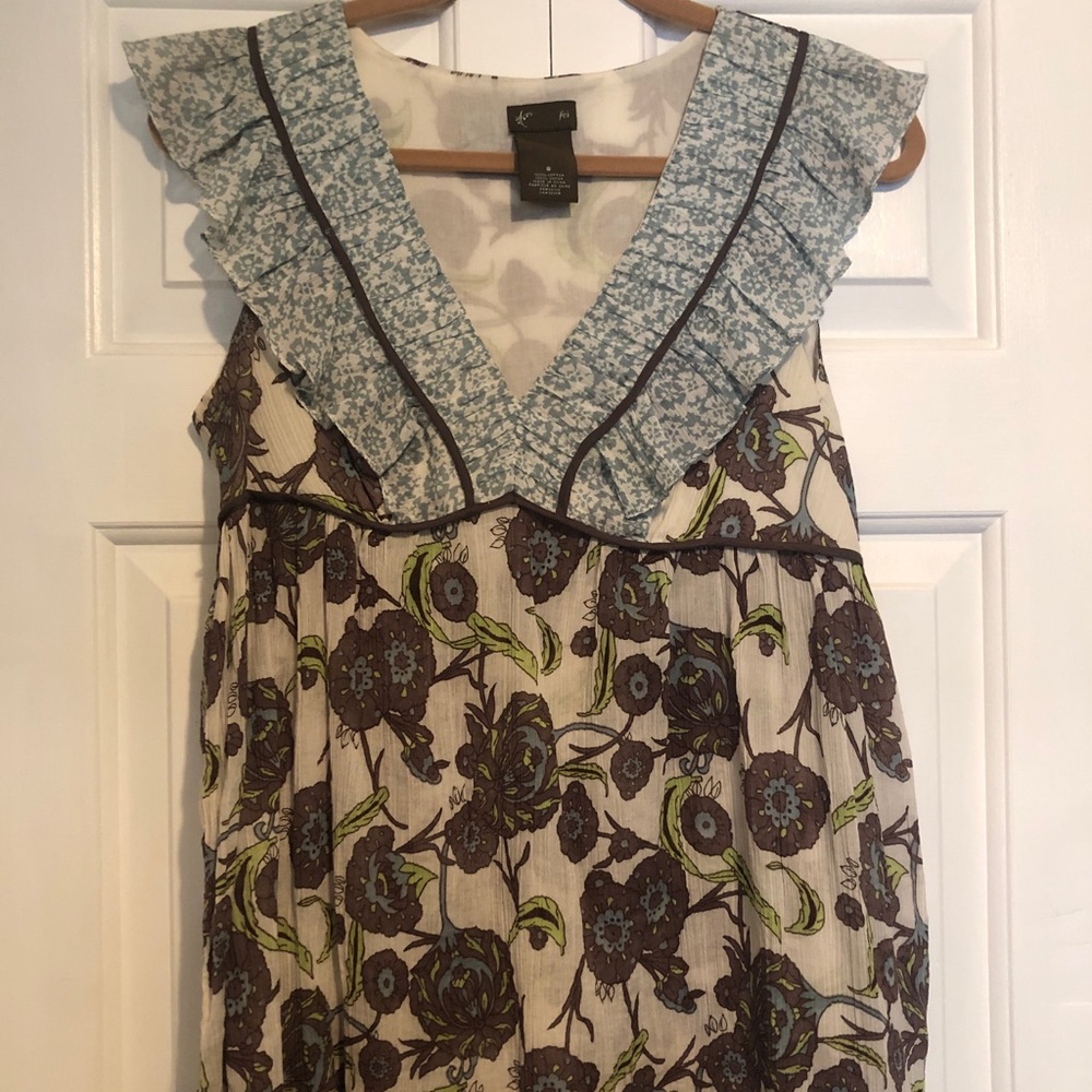 Anthropologie Floral V-Neck Tank